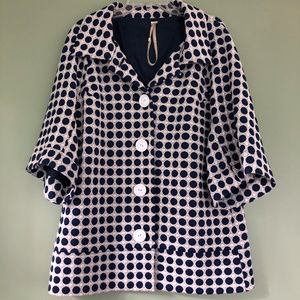 UNCLE FRANK Navy dot knit bell sleeve jacket M